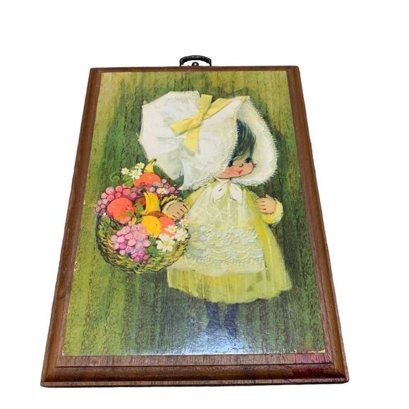Vintage 70s Springbok Wood Original Painting Mary Hamilton “Woodtints Girl” - Picture 1 of 5